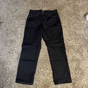 NWT Y2K Victorious Mens Dark Wash Denim Baggy Fit 5 Pocket Button Zip 32